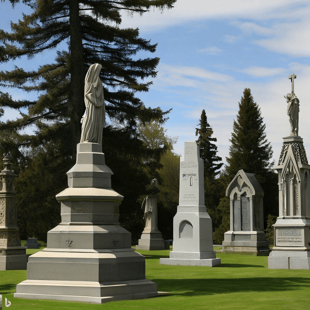 Several open-air funerary monuments in Quebec